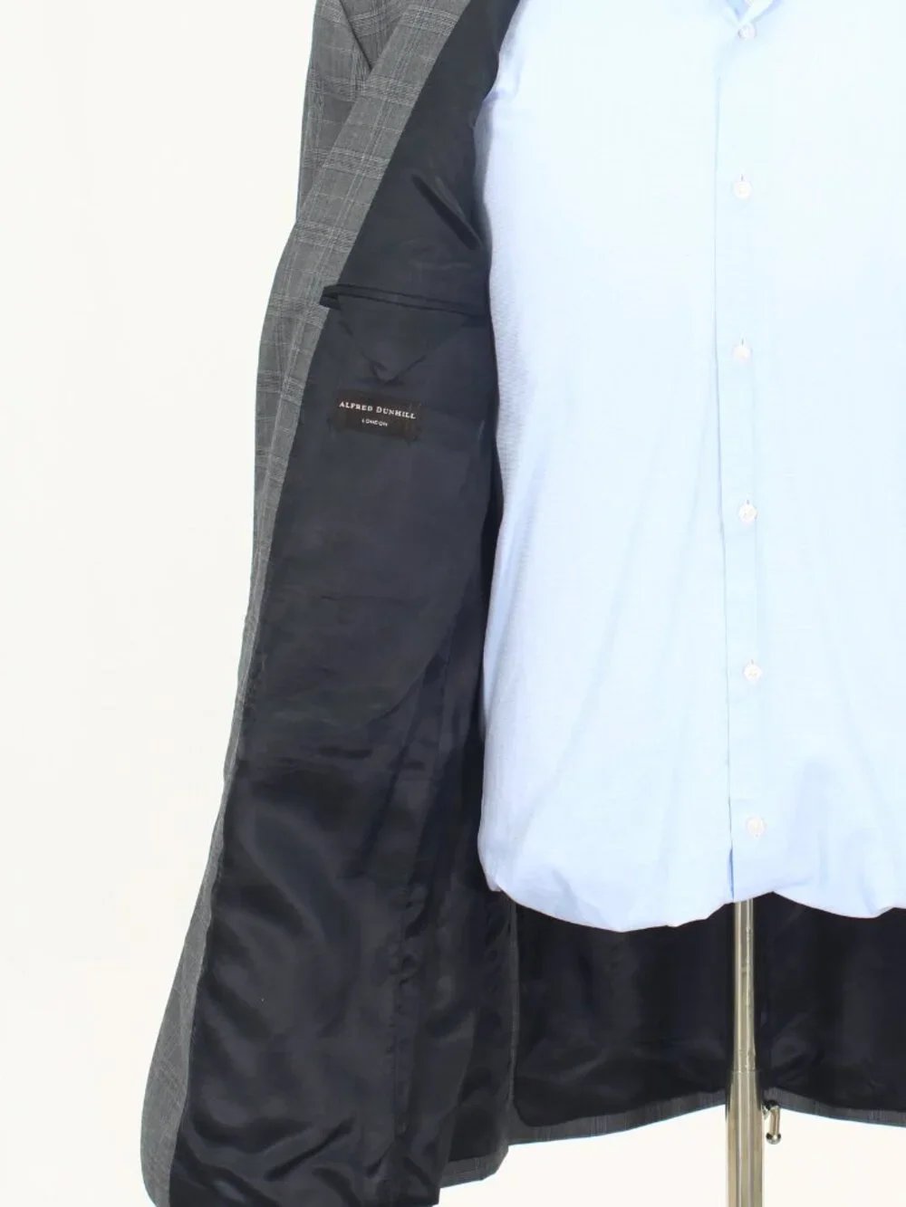 Dunhill 46L 38 Gray Full Suit 3-Button Check R942